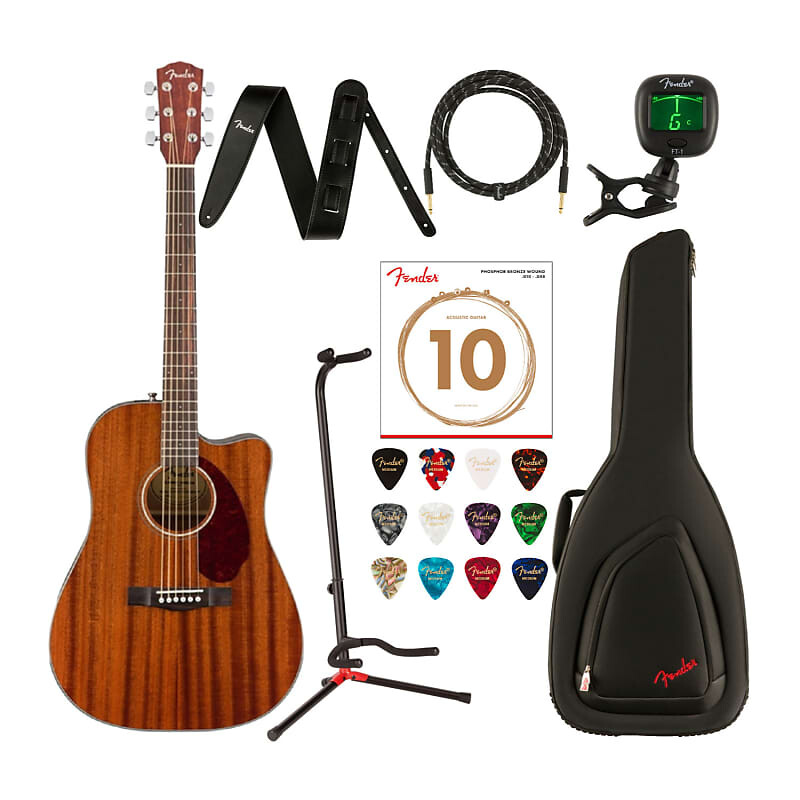 

Комплект акустической 6-струнной гитары Fender CD-140SCE Dreadnought (правая рука, полностью из красного дерева) Fender CD-140SCE Dreadnought 6-String Acoustic Guitar (All-Mahogany) Bundle