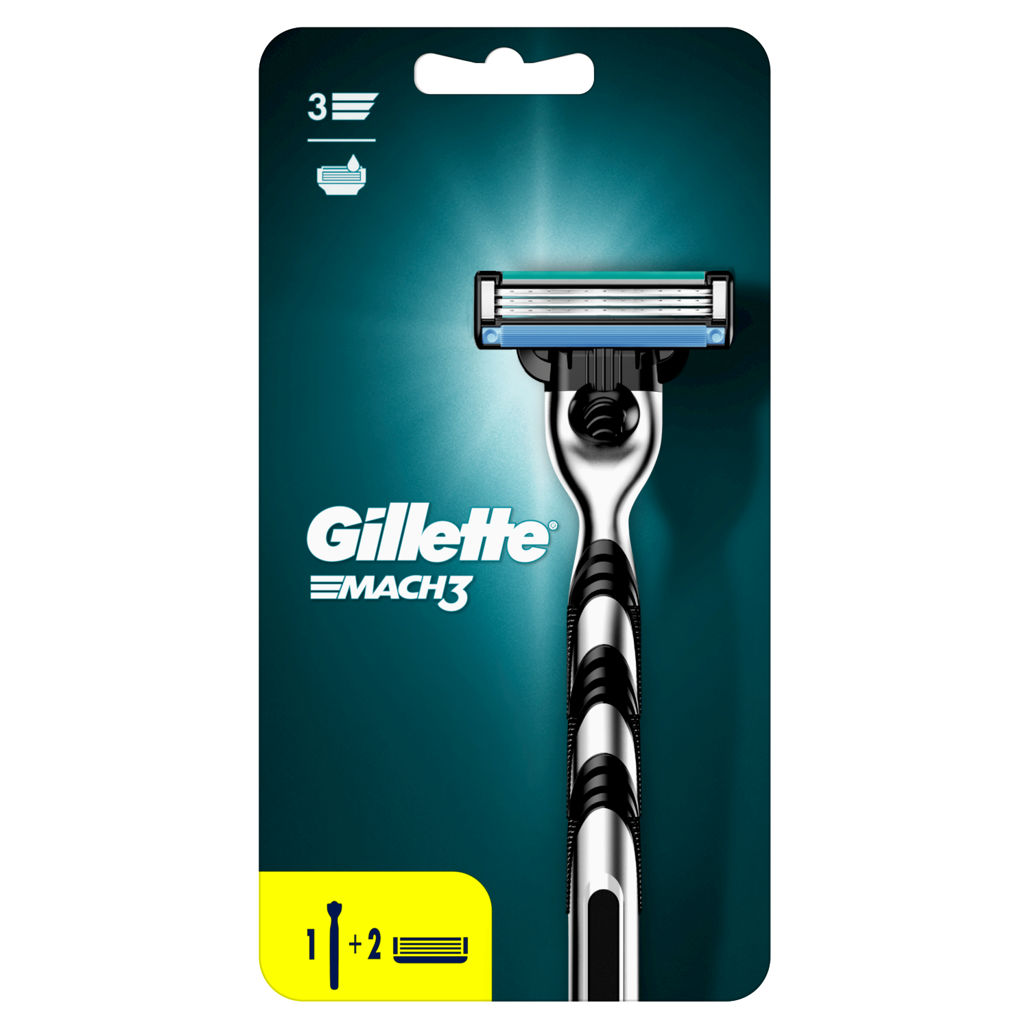 Gillette Mach3 набор: мужская бритвенная ручка, 1 шт + сменные лезвия, 2 шт/1 уп.