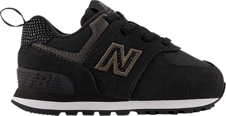 

Кроссовки New Balance 574 Bungee Lace Toddler Wide 'Black Metallic', черный