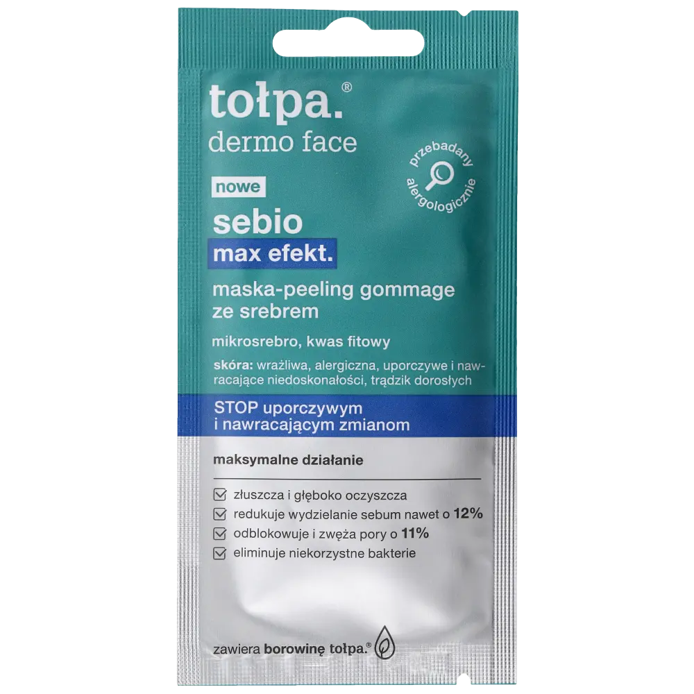 

Tołpa Dermo Face Sebio max effect, маска-пилинг-гоммаж с серебром, 8 мл