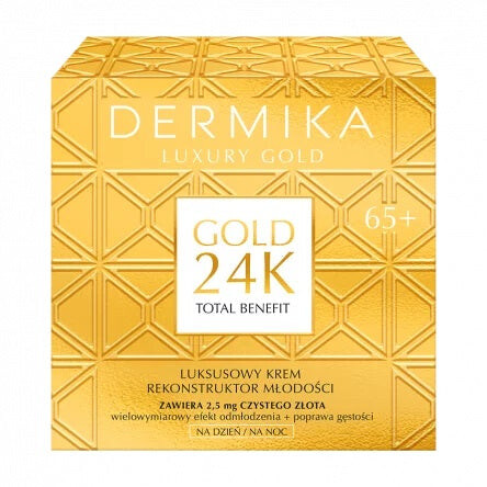 

Dermika Luxury Gold 24K Total Benefit 65+ роскошный дневной и ночной омолаживающий восстанавливающий крем 50 мл