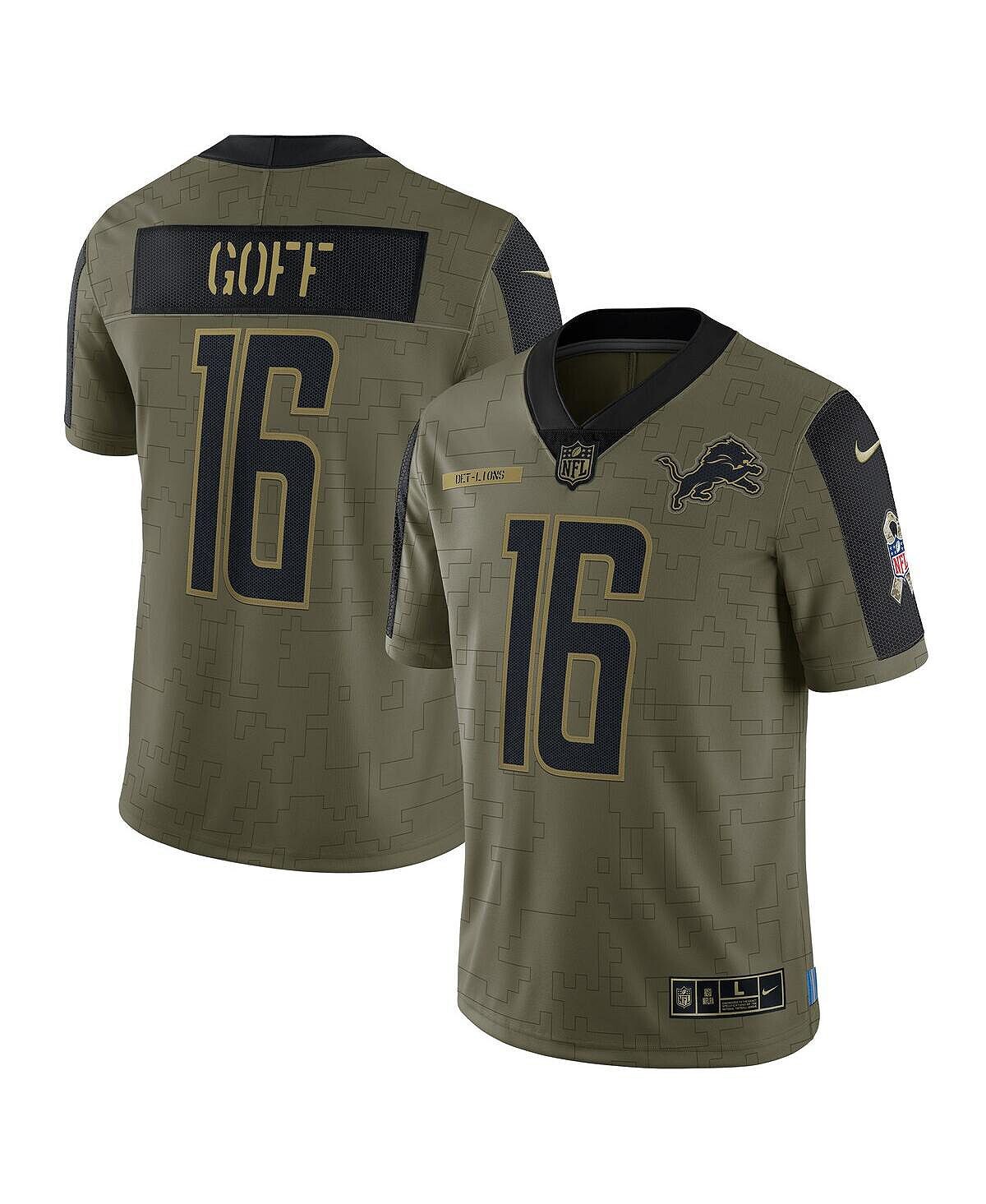 

Мужская футболка jared goff olive detroit lions 2021 salute to service limited player джерси Nike