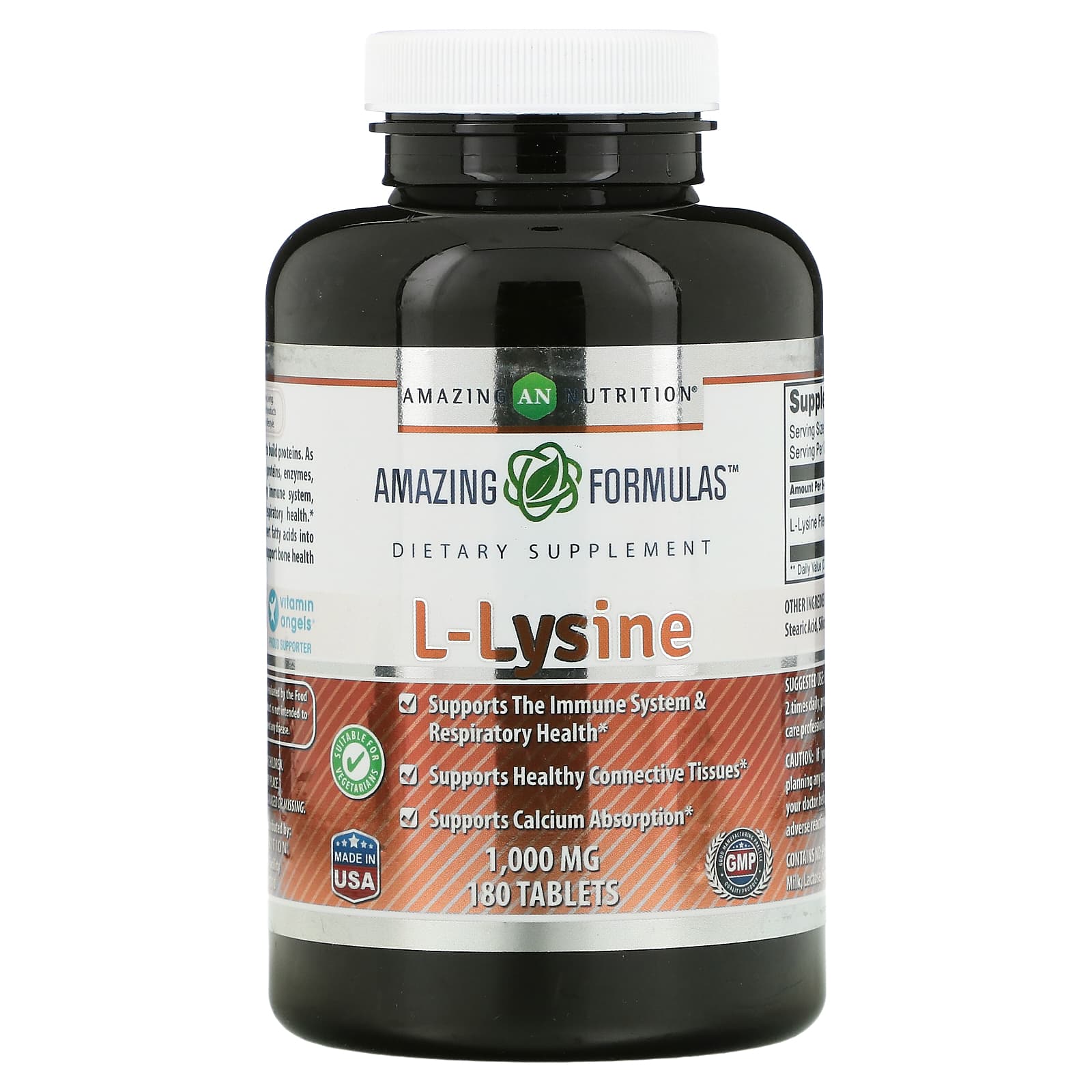 L-Лизин Amazing Nutrition, 180 таблеток l тирозин amazing nutrition 180 капсул