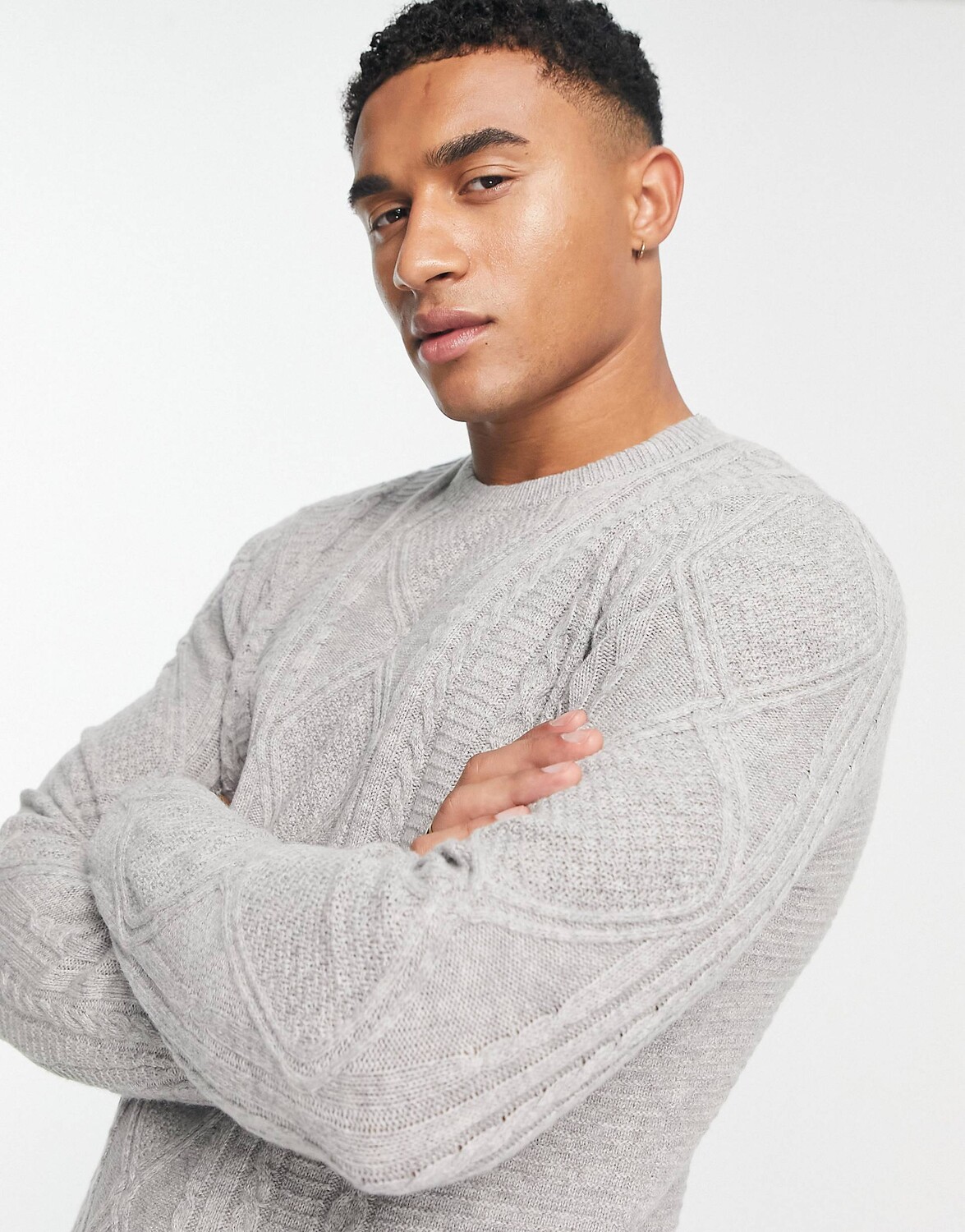 

Серый джемпер из овечьей шерсти с круглым вырезом ASOS DESIGN