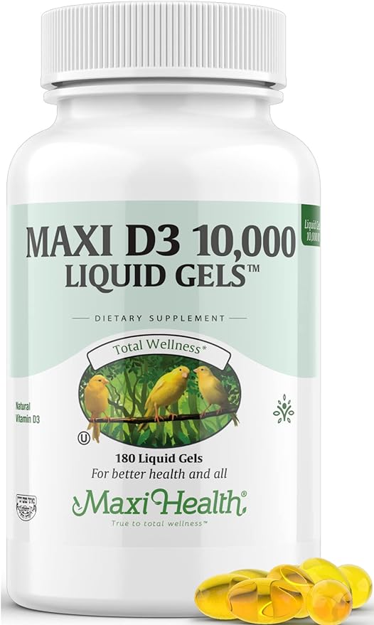 Добавка Maxi Health с витамином D3 10 000 МЕ в мягких капсулах, 180 капсул витамин d3 agama lab 2000 ме в капсулах 120 шт