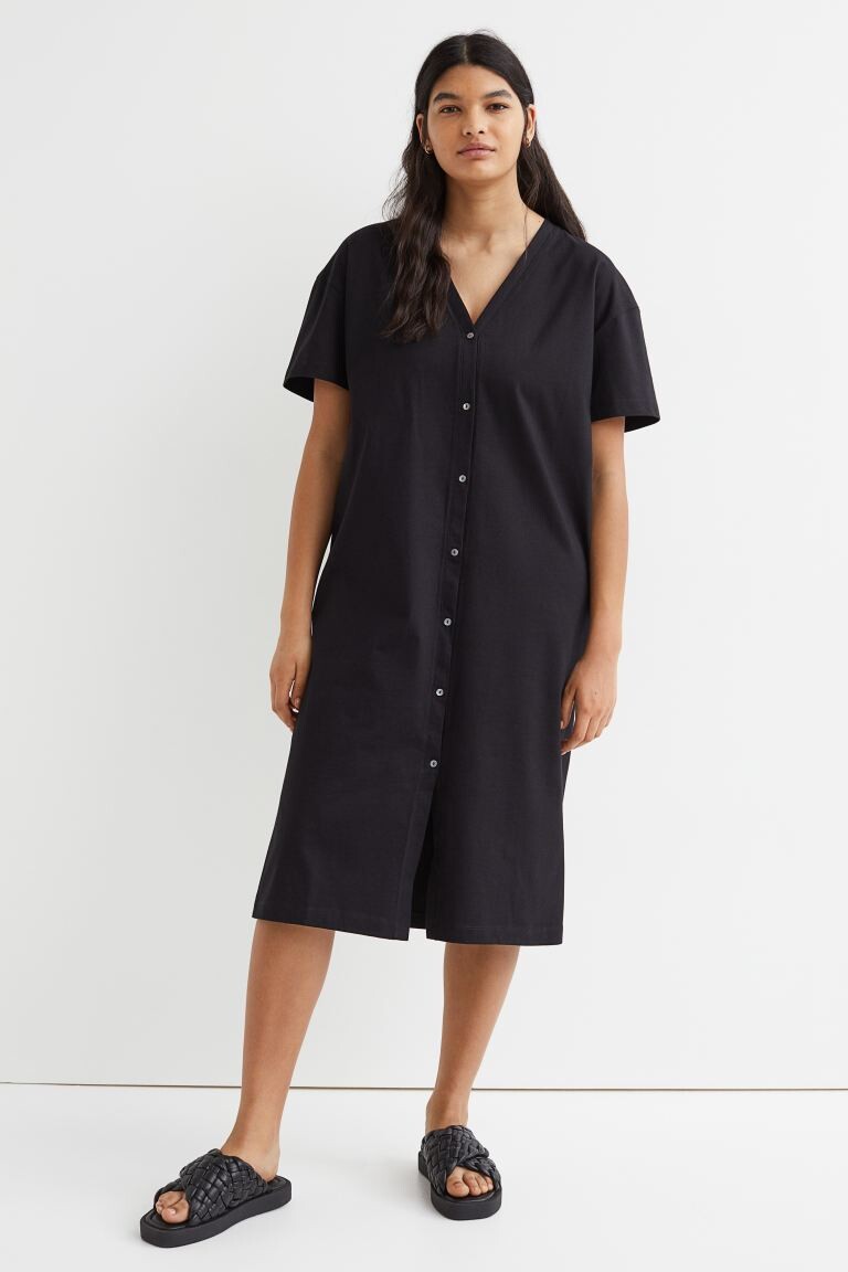 

Платье из джерси с пуговицами H&M, черный