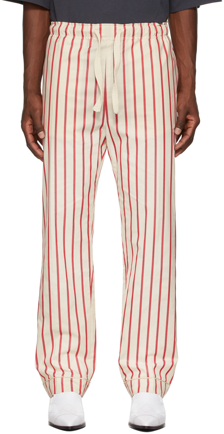 

Брюки Off-White & Red Stripe Kamau Pajama Lounge Wales Bonner