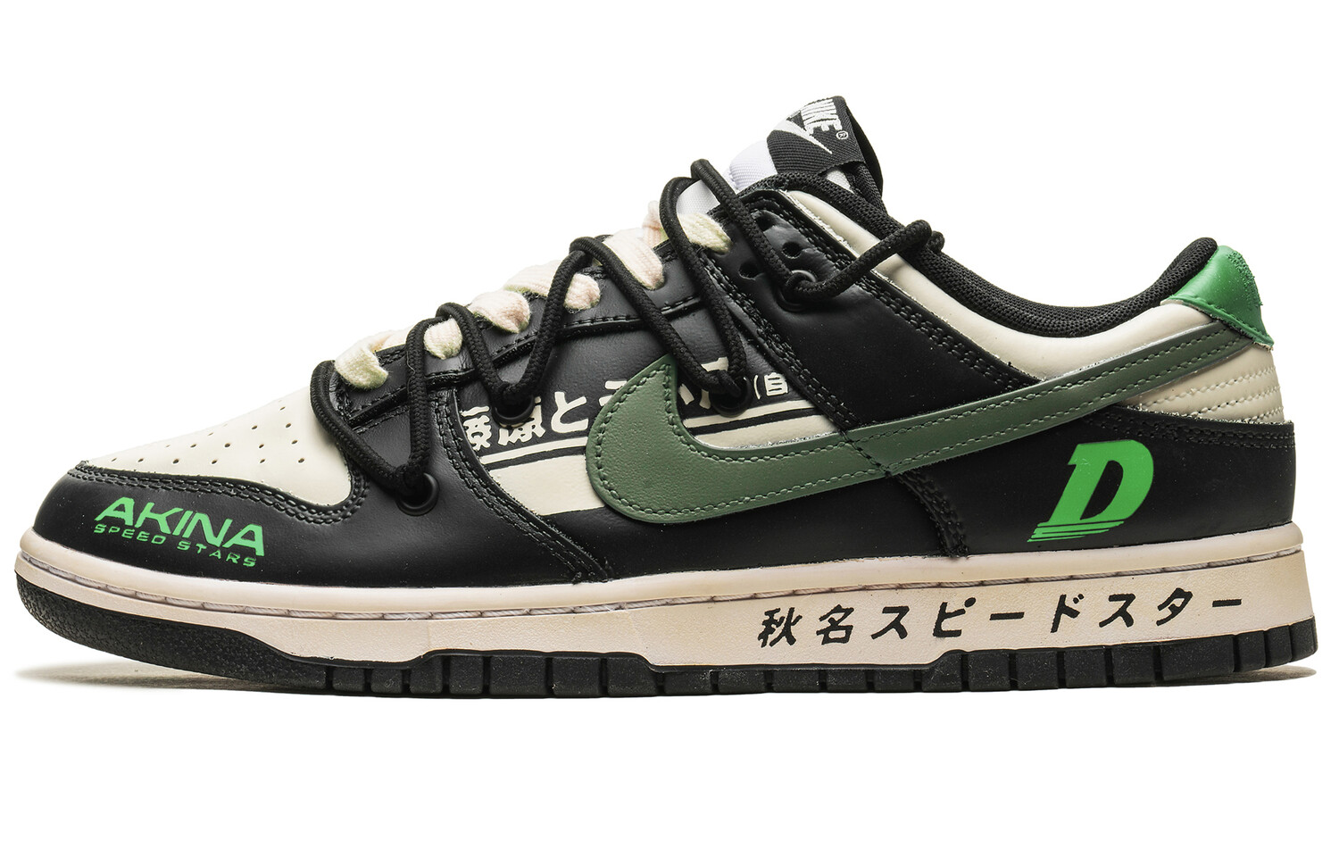 

Кроссовки Nike Dunk Skateboarding Shoes Unisex Low-top Black/green, черный/зеленый