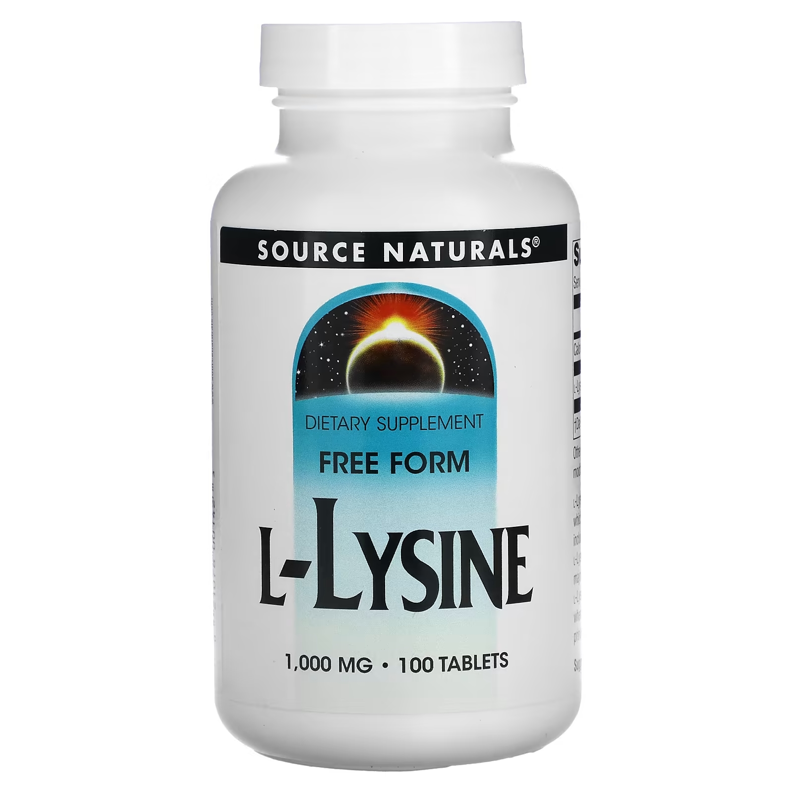 Source Naturals L-лизин 1000 мг, 100 таблеток source naturals l лизин 3 53 унции 100 г