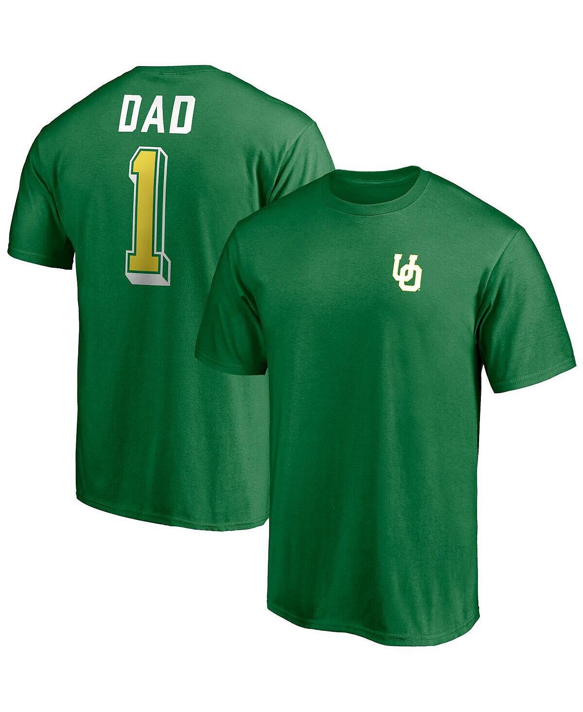 

Мужская фирменная зеленая футболка oregon ducks team #1 dad Fanatics, зеленый