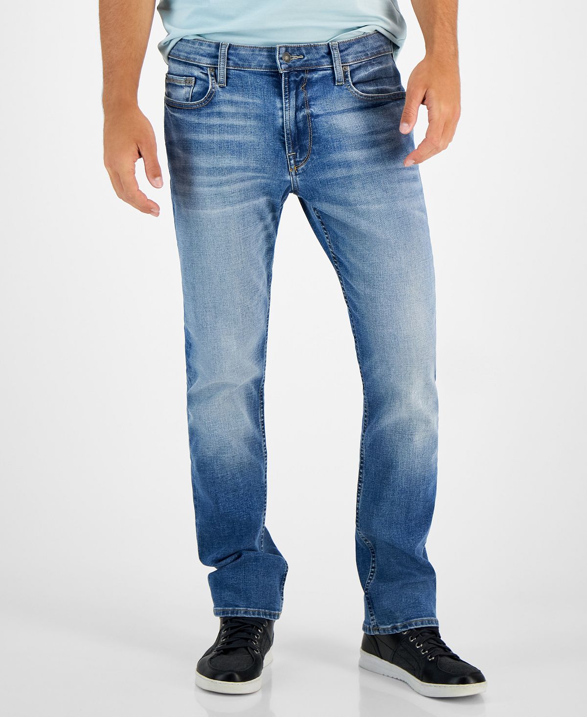 Мужские джинсы прямого кроя классического кроя GUESS, мульти finn flare утепленные джинсы мужские прямого кроя
