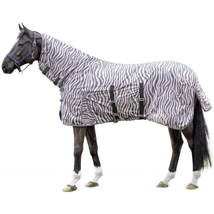 

Попона HKM Zebra антимоскитная с горловиной, розовый / серый