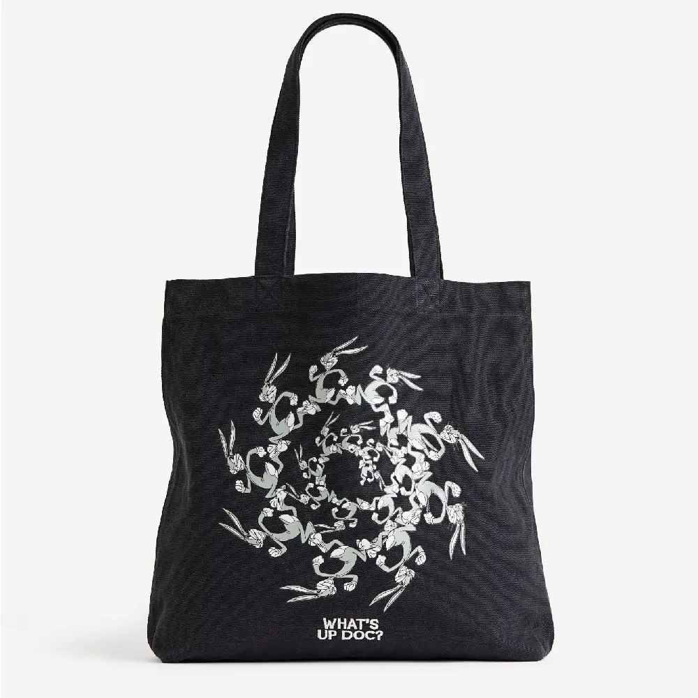 

Сумка шоппер H&M Canvas with Motif, черный