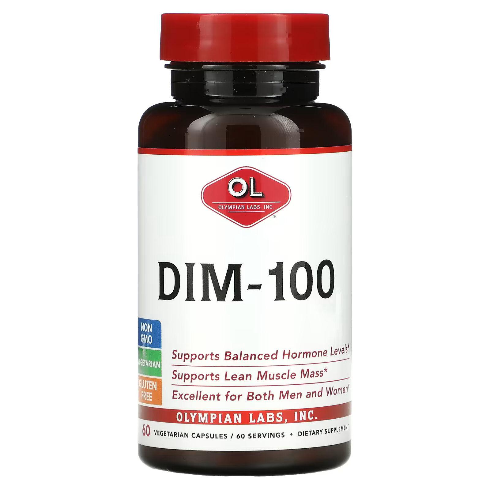 Olympian Labs, DIM-100, 60 вегетарианских капсул nature s way dim plus метаболизм эстрогенов 60 вегетарианских капсул