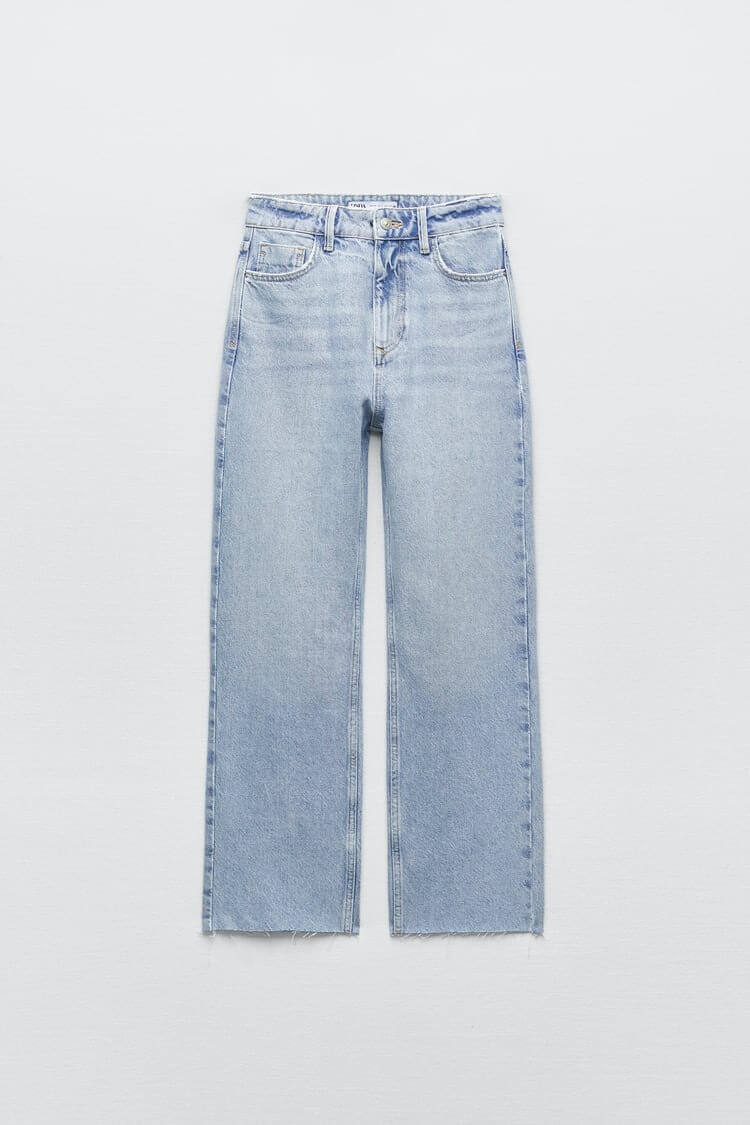 

Джинсы Zara High-Rise Straight, средне-синий