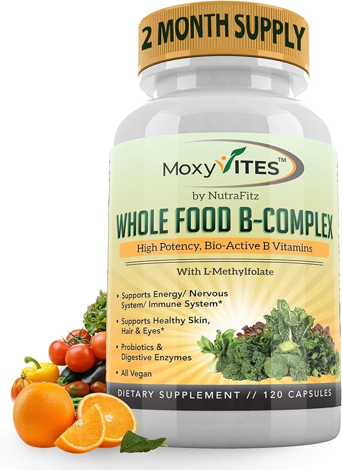 Витамины группы B MoxyVites Whole Food, 120 капсул комплекс витаминов группы b natrol b complex energy support в таблетках 90 шт