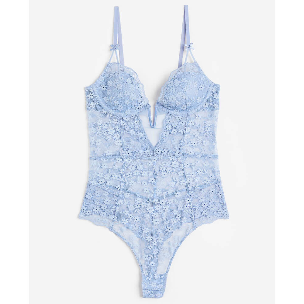 

Кружевное Боди H&M With Stiff Cups, голубой
