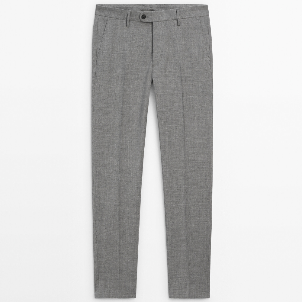 Брюки Massimo Dutti 100% Wool Suits, серый брюки чинос massimo dutti slim fit черный