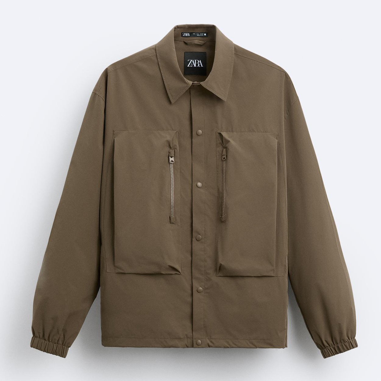 Куртка Zara Technical With Pockets, серовато-коричневый куртка zara technical антрацитово серый