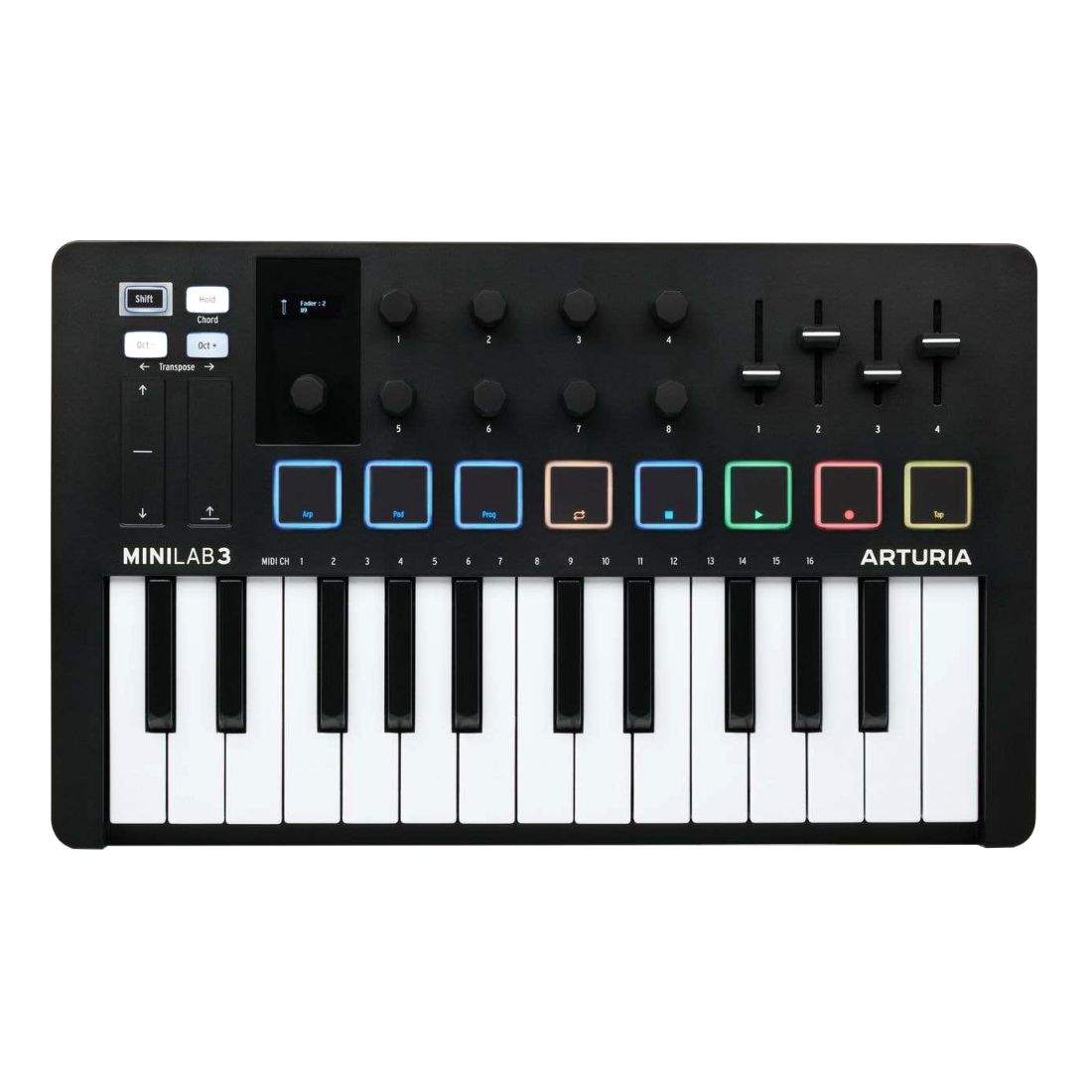 Контроллер Arturia MiniLab 3 для создания музыки универсальный, черный midi клавиатура arturia minilab mkii inverted