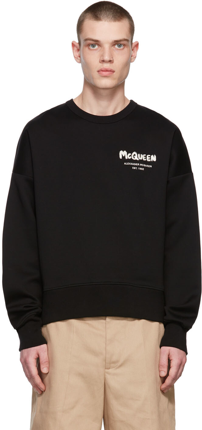 

Черный свитшот с вышивкой граффити Alexander McQueen