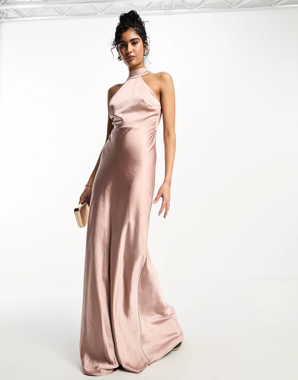 

Платье Six Stories Bridesmaids halter neck satin, розовый