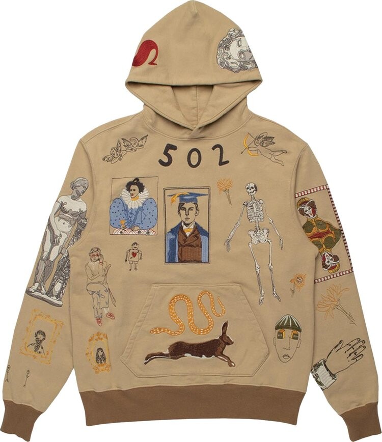 

Худи Samuel Zelig Gallery 001 Hoodie 'Khaki/Multicolor Embroidery', коричневый