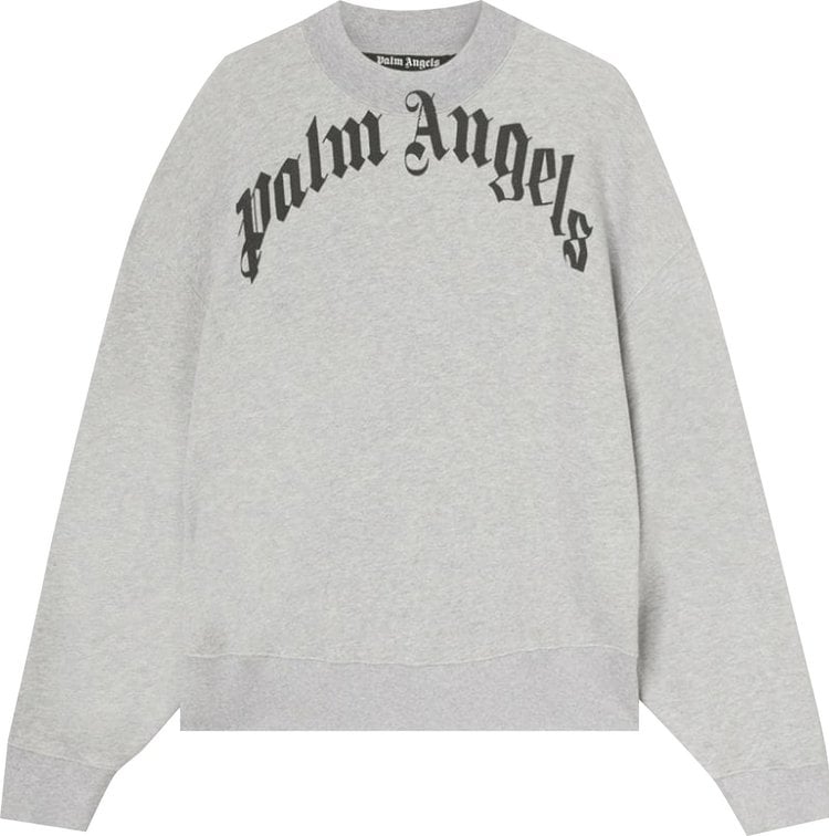 Толстовка Palm Angels Curved Logo Crew 'Grey/Black', серый - фото