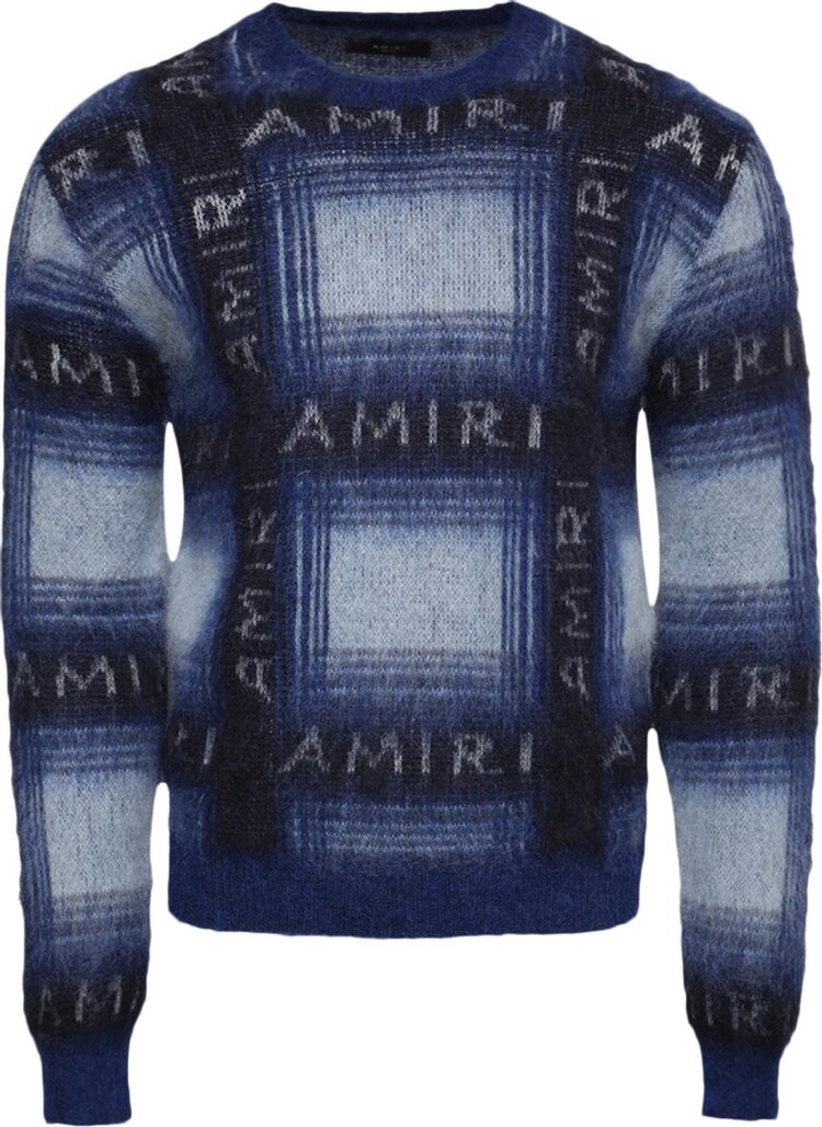 

Толстовка Amiri Brushed Mohair Plaid Crew 'Blue', синий