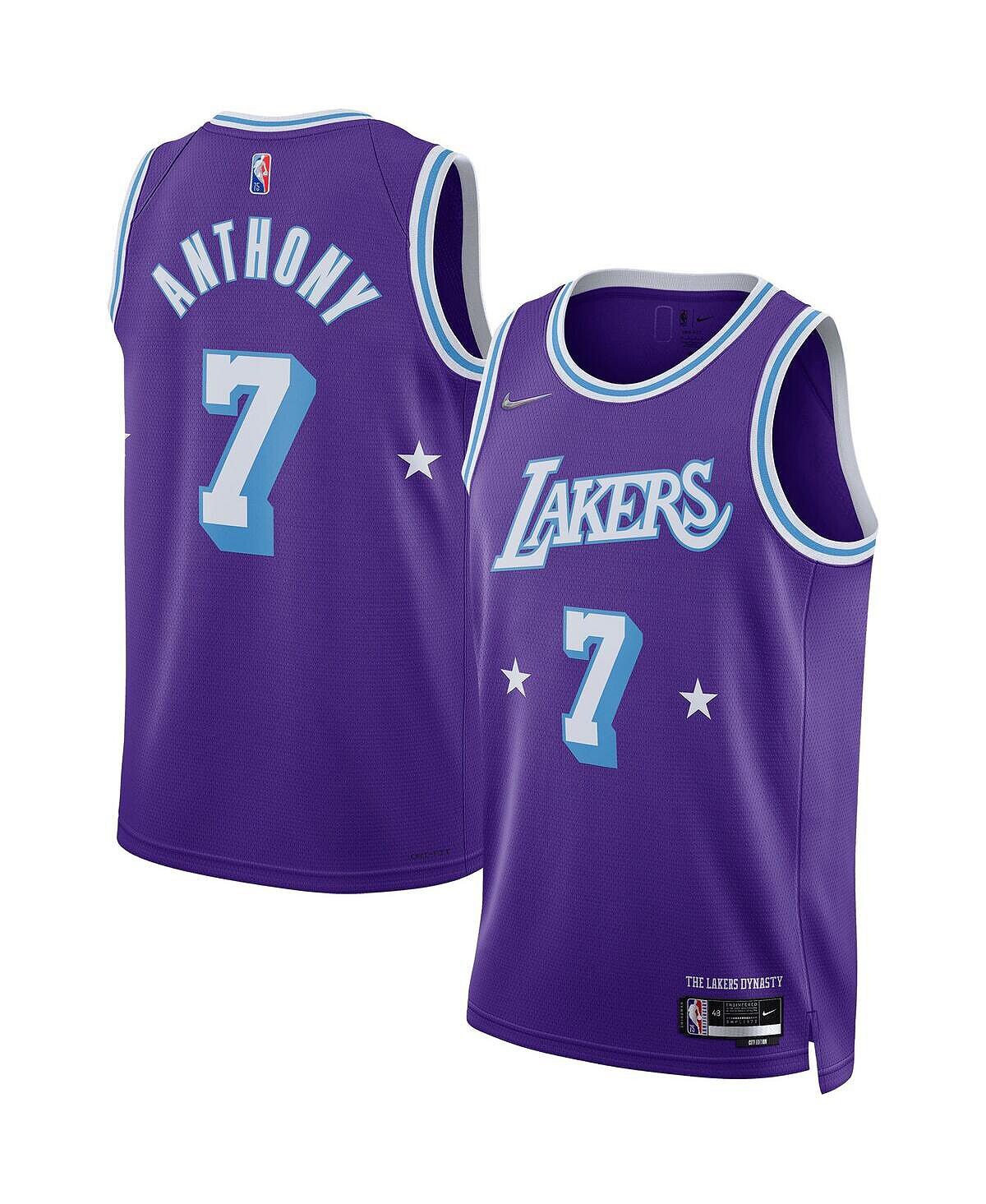 

Мужская футболка carmelo anthony purple los angeles lakers 2021/22 swingman - city edition Nike, фиолетовый