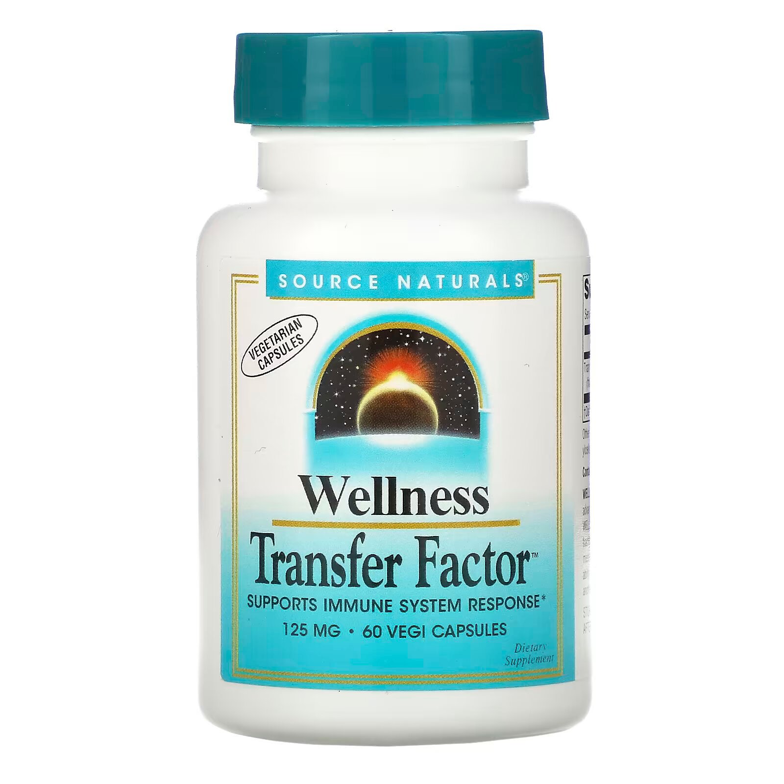 Source Naturals, Wellness Transfer Factor, 125 мг, 60 вегетарианских капсул - фото