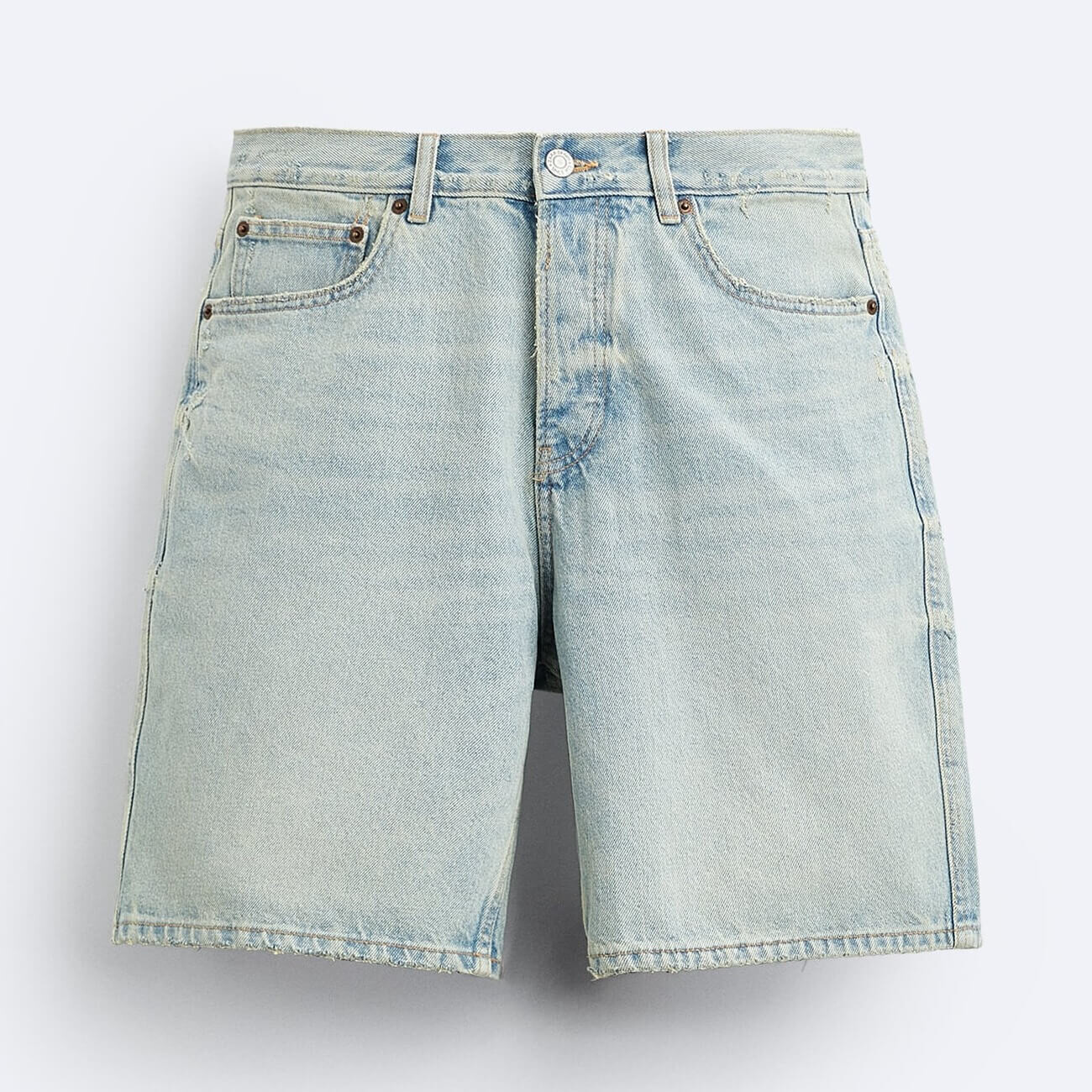 

Шорты Zara Loose Fit Denim Bermuda, синий