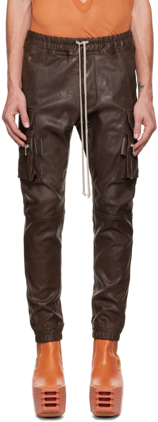 

Серые кожаные брюки Mastocon Rick Owens, Серый