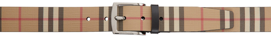 

Бежевый ремень E-Canvas в винтажную клетку Burberry