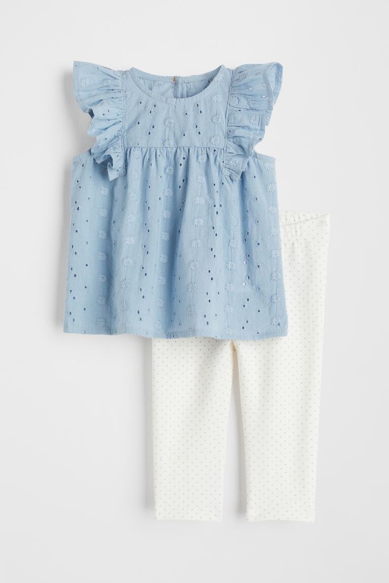 

Комплект из 2 предметов из хлопка H&M, голубой/горошек