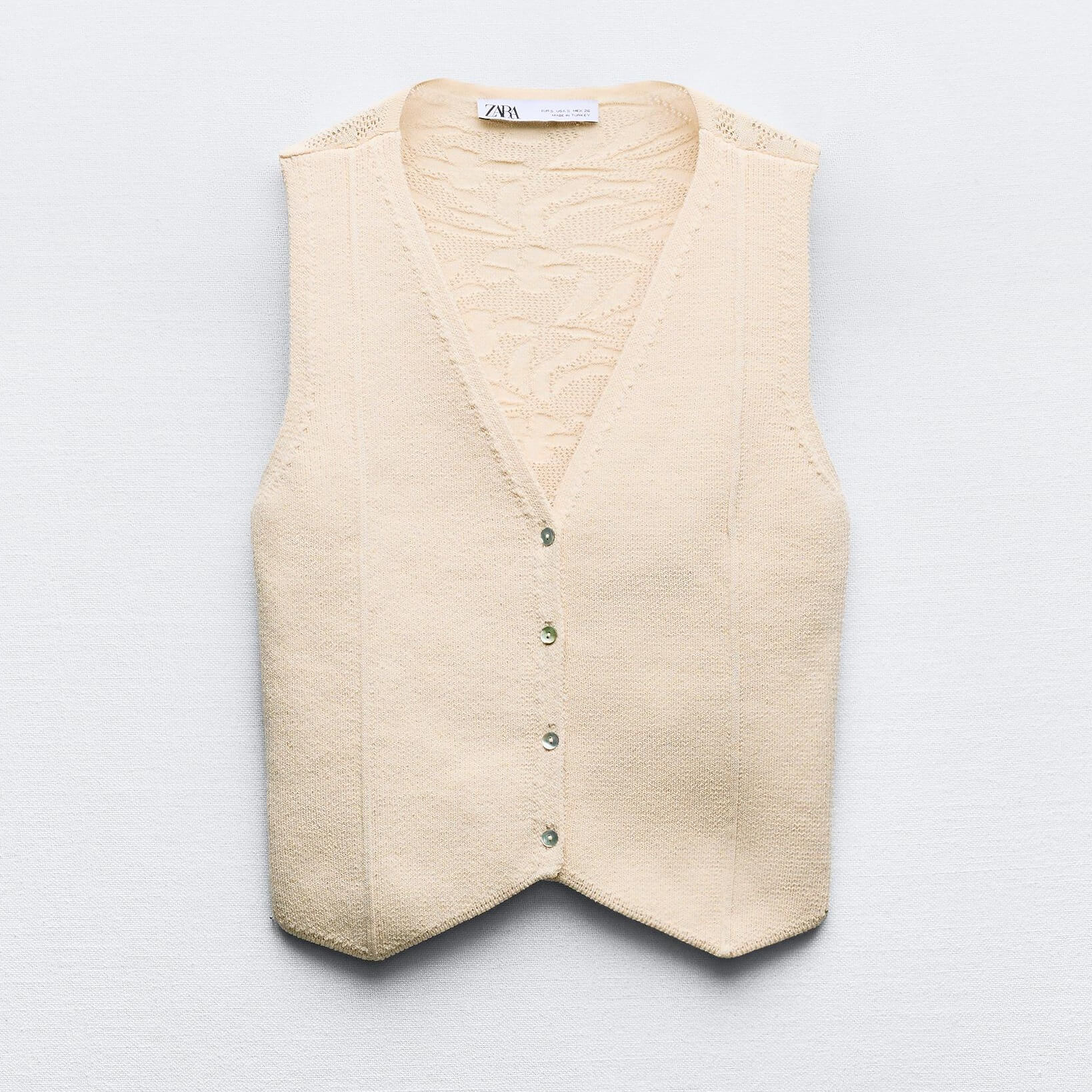 Жилет Zara Contrast Knit, светло-бежевый жилет zara knit cotton светло зеленый