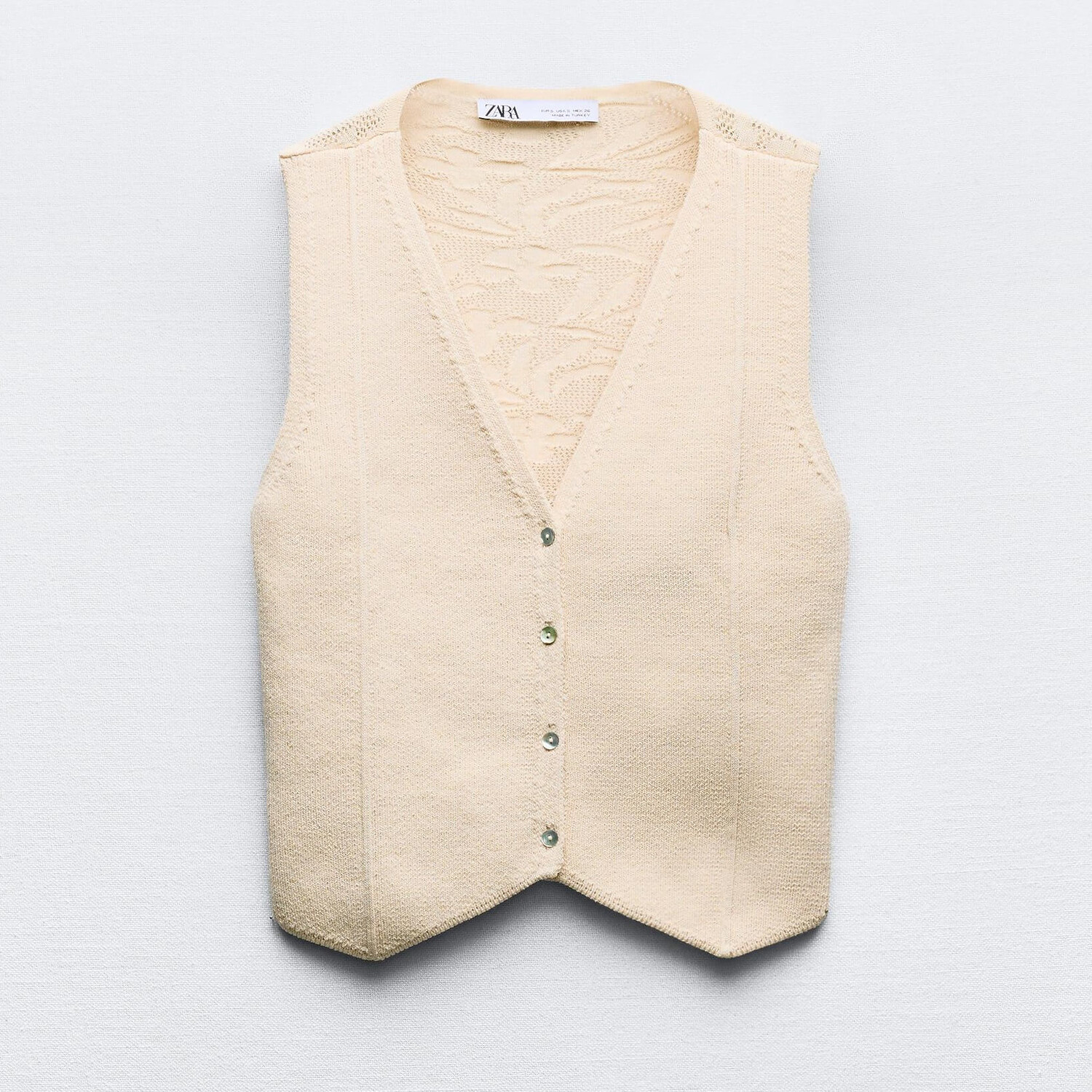 

Жилет Zara Contrast Knit, светло-бежевый