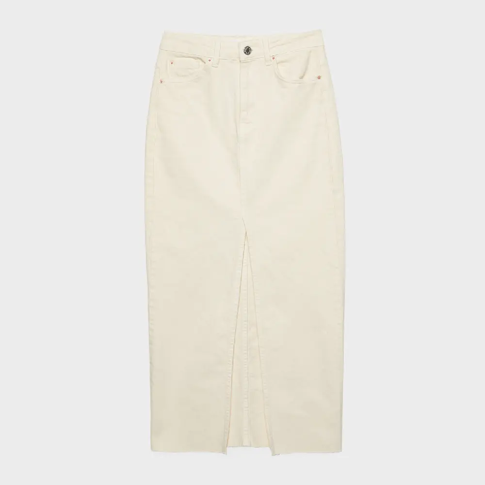 

Юбка Stradivarius Long Denim Comfort, кремовый
