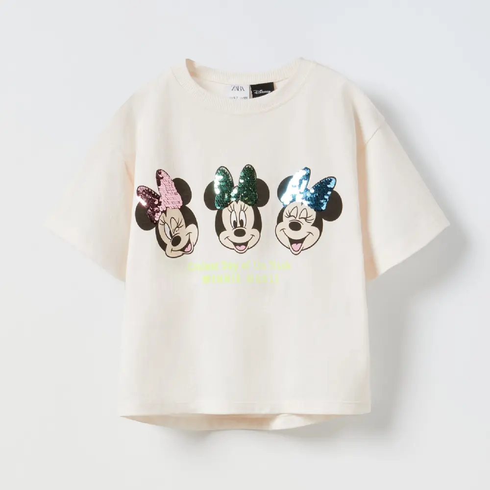 

Футболка Zara Minnie Mouse Disney, светло-розовый