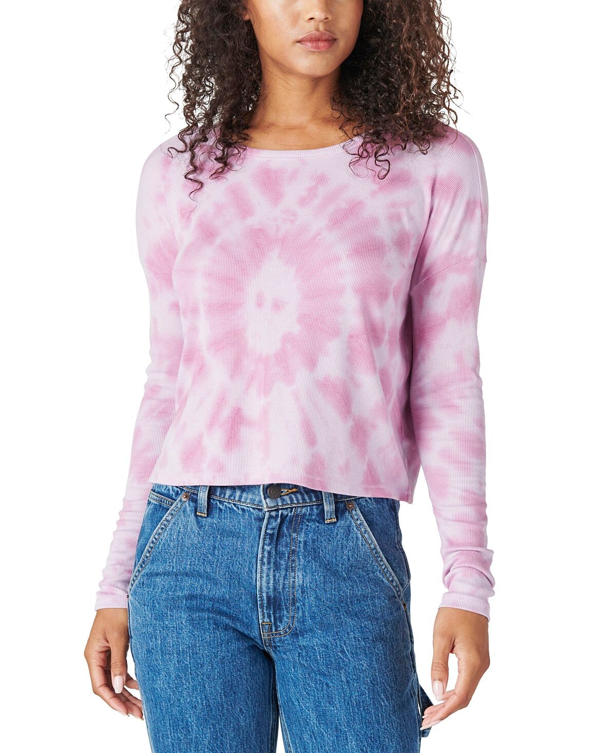 

Укороченный топ с длинными рукавами в рубчик Lucky Brand, мульти