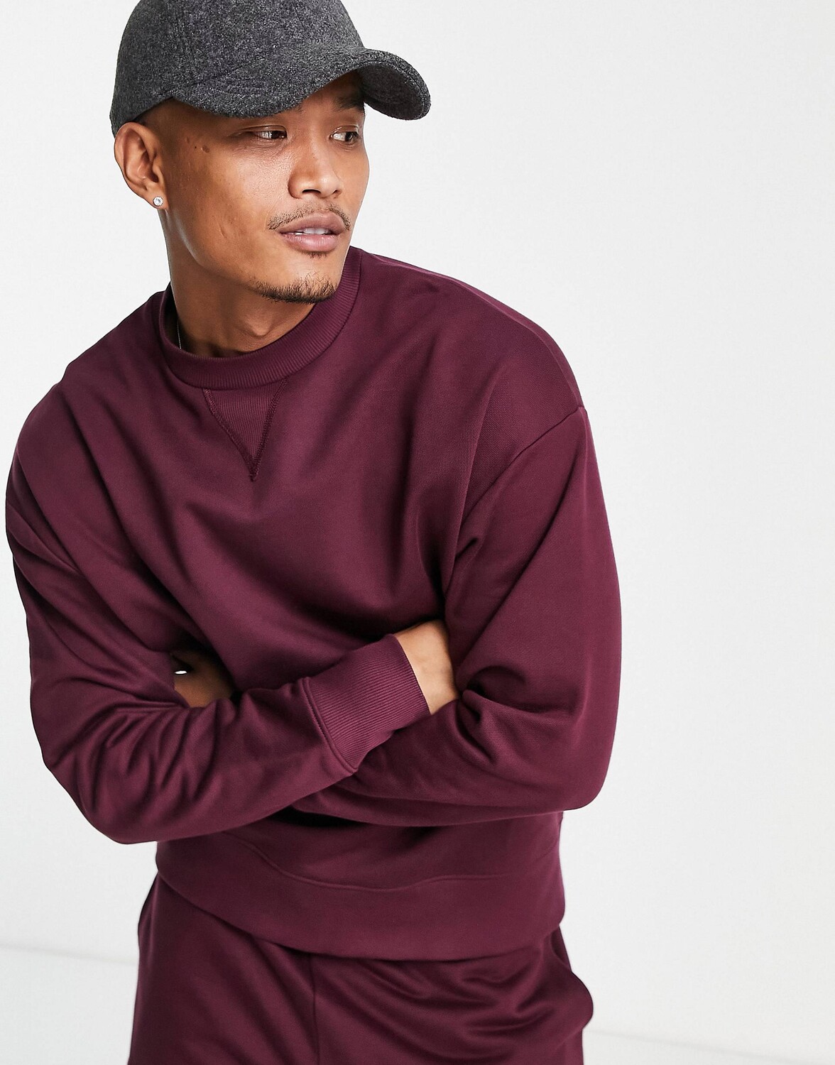 

Темно-красная толстовка свободного кроя ASOS DESIGN