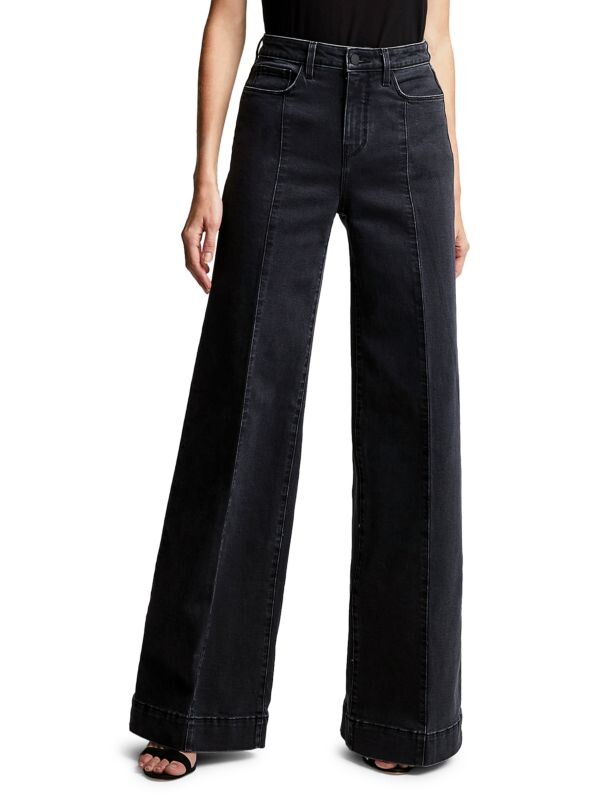 

Широкие джинсы sandy с высокой посадкой L'AGENCE Washed black