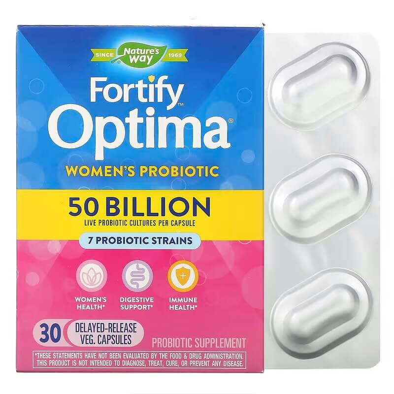 Fortify Optima пробиотик для женщин Nature's Way, 30 капсул nature s way fortify optima пробиотик для женщин 50 млрд 30 растительных компонентов с отсроченным высвобождением капсул