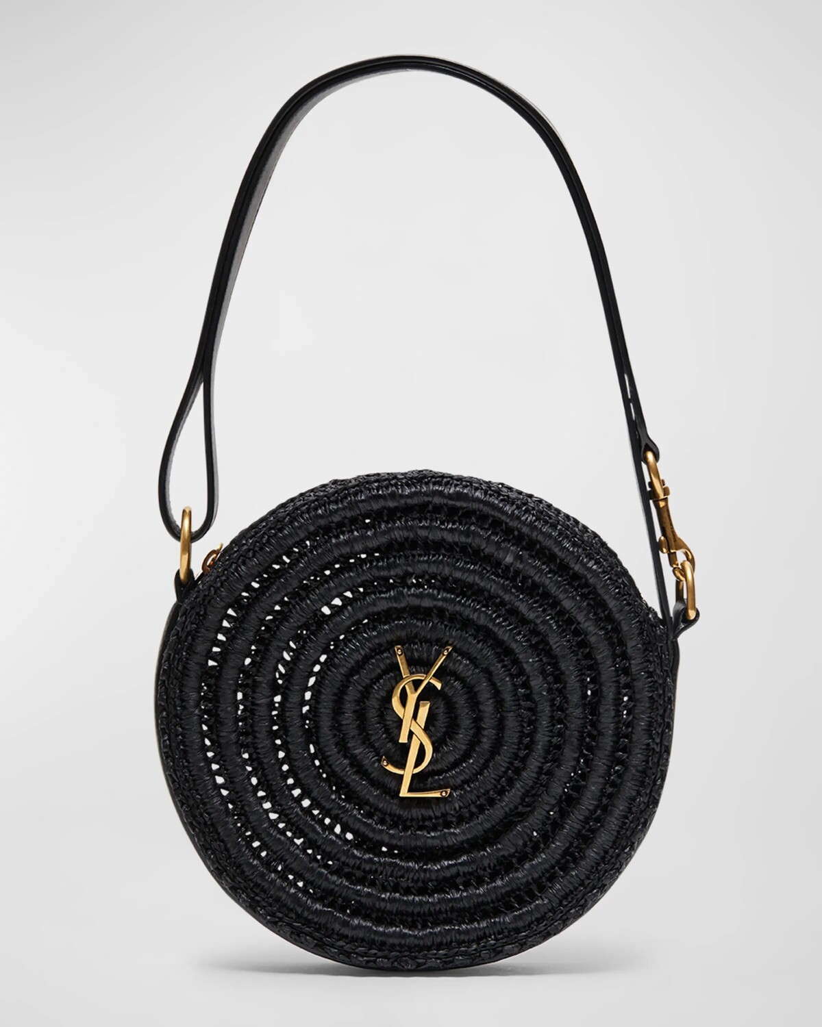 

Круглая сумка на плечо YSL Monogram из рафии Saint Laurent, цвет Black