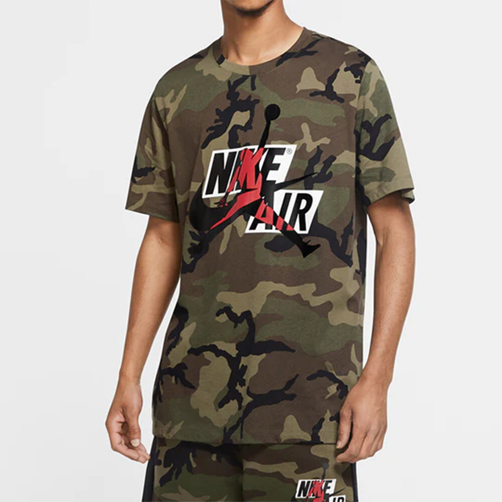 

Футболка Nike Air Jordan Jumpman Classics Camo Camouflage, зелёный, Зеленый