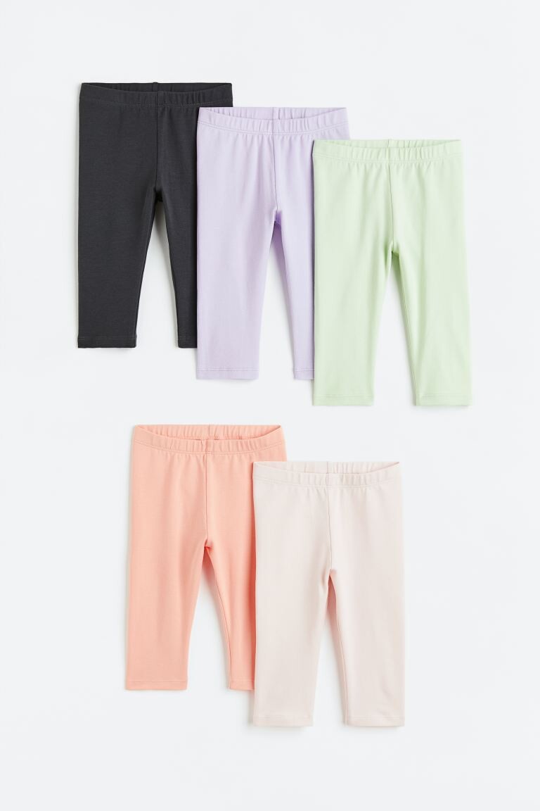 

5 пар леггинсов из хлопка H&M, розовый/светло-розовый