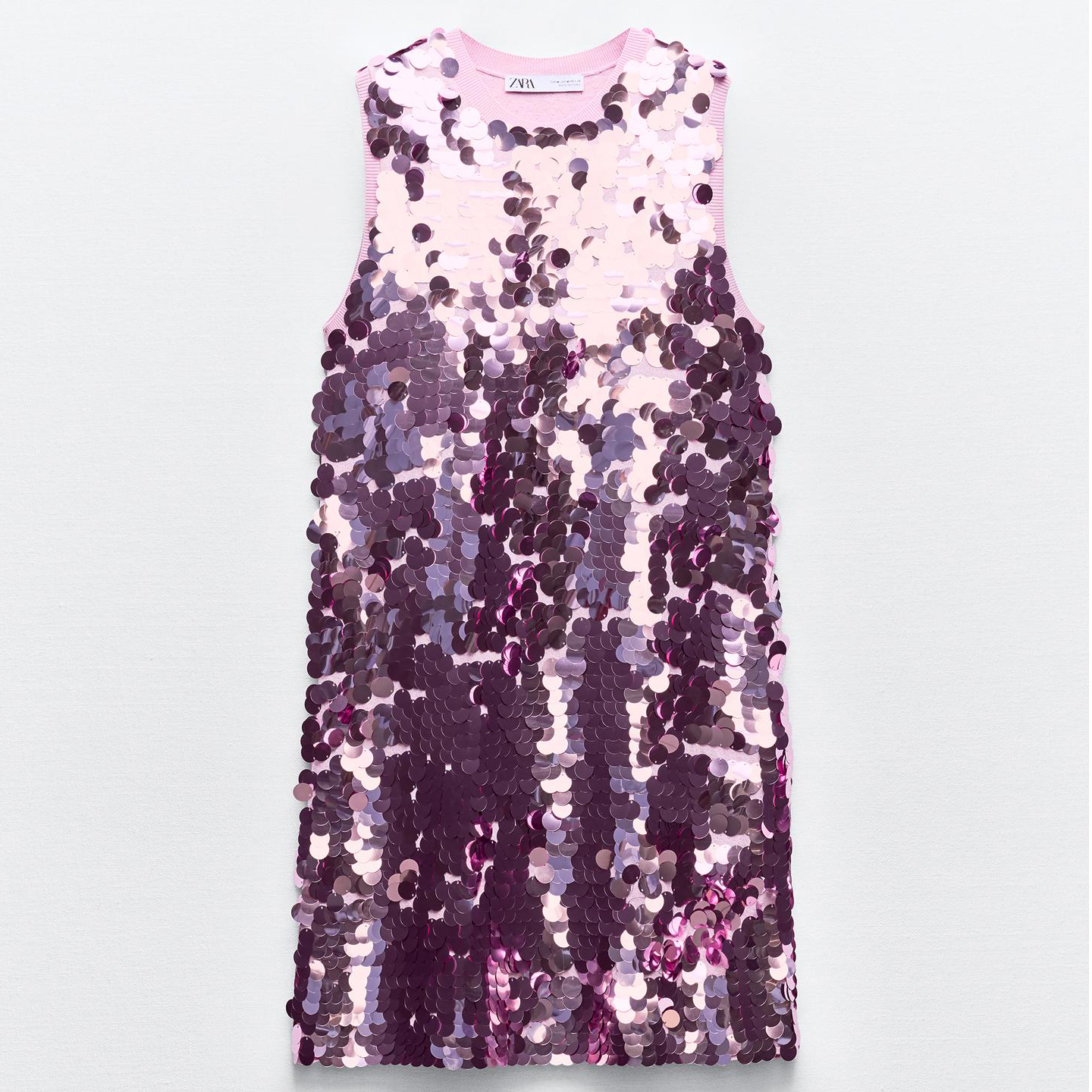 Платье Zara Sequinned Short, розовато-сиреневый топ zara short sleeve sequinned knit светло бежевый