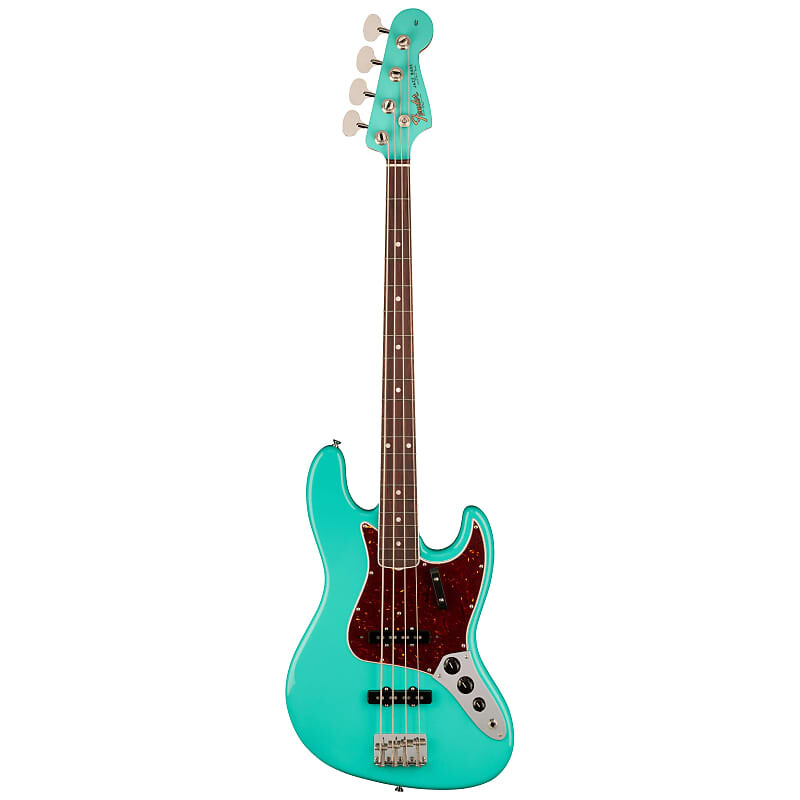 

Fender American Vintage II 1966 Jazz Bass, зеленая морская пена с черным HSC в винтажном стиле