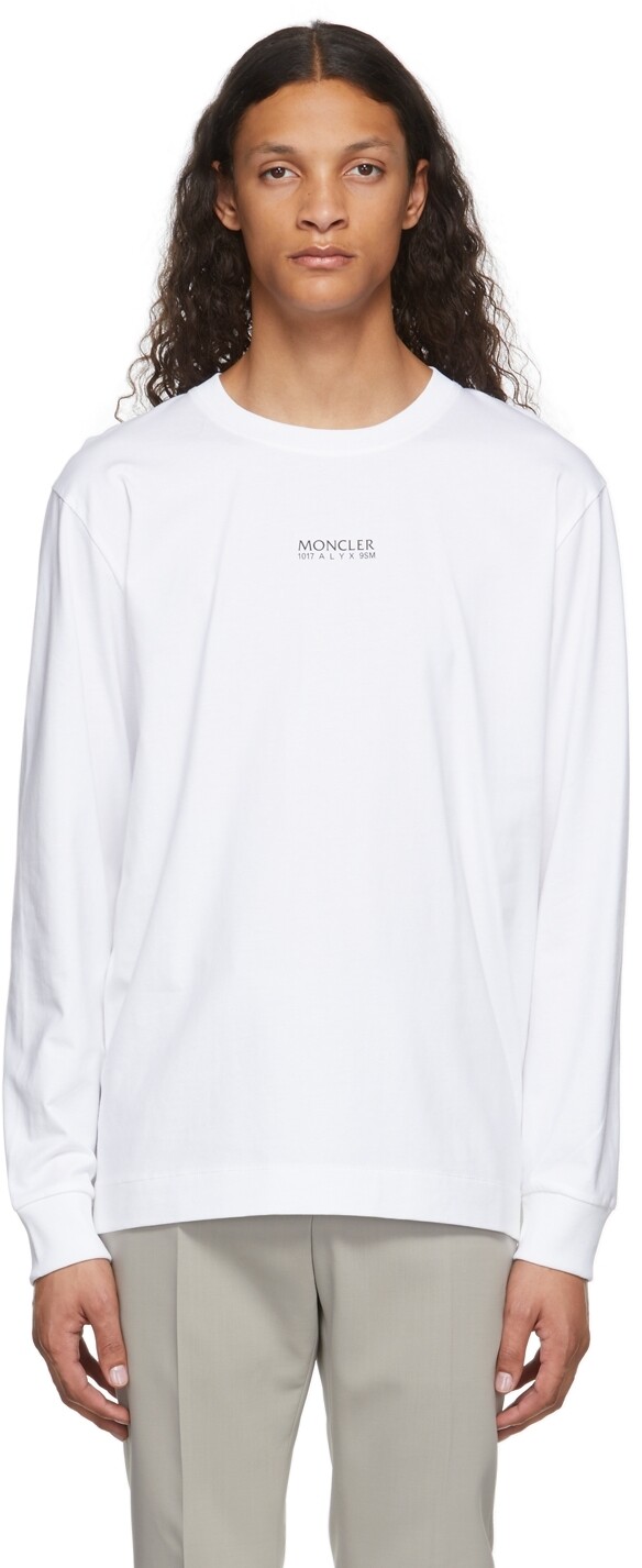 

6 Moncler 1017 ALYX 9SM Белая футболка с длинным рукавом с логотипом Moncler Genius, Белый