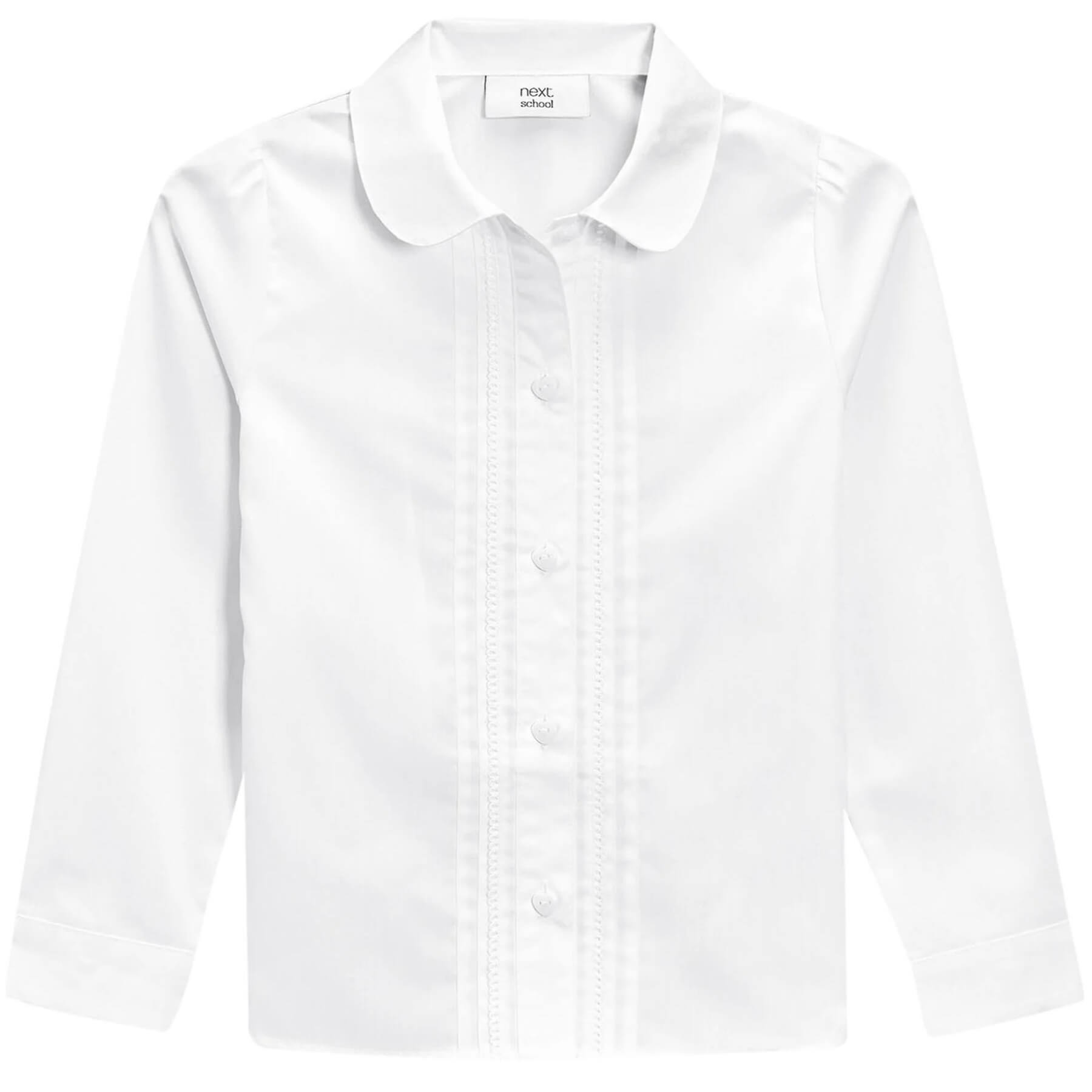 Блузка для девочки с длинным рукавом Next Lace Trim, белый женская драпированная шелковая рубашка элегантная блузка из шелка тутового атласа с длинными рукавами дамский топ с отложным воротником